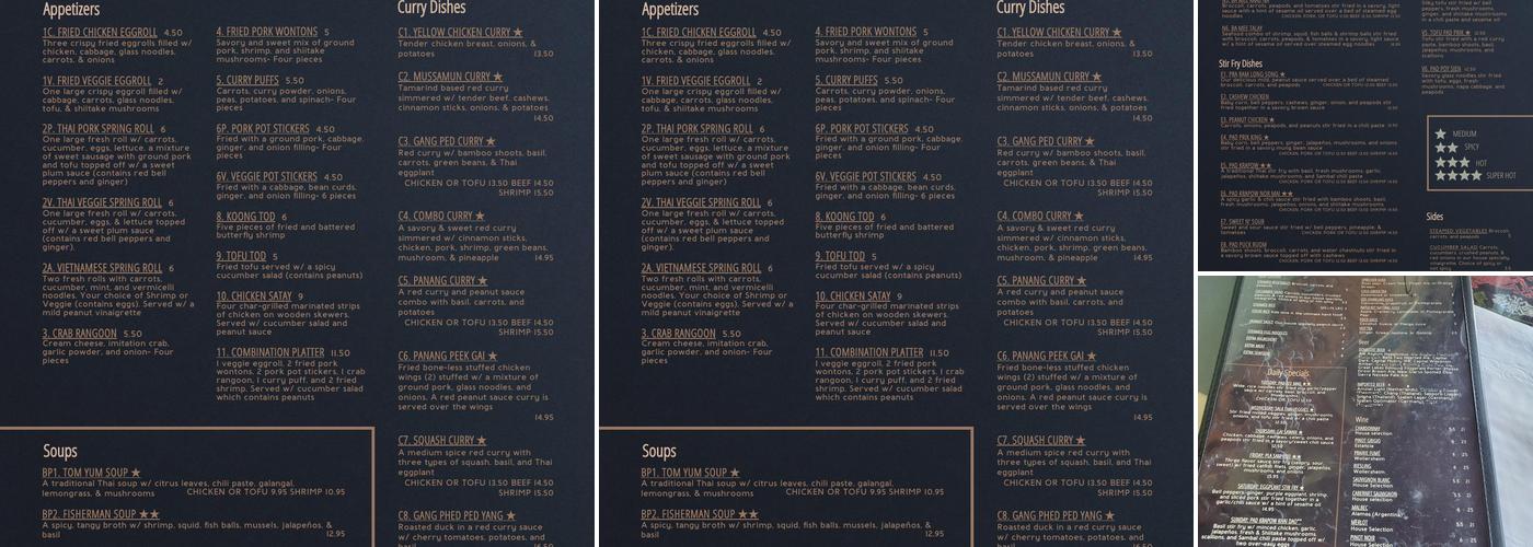 Sala Thai Menu