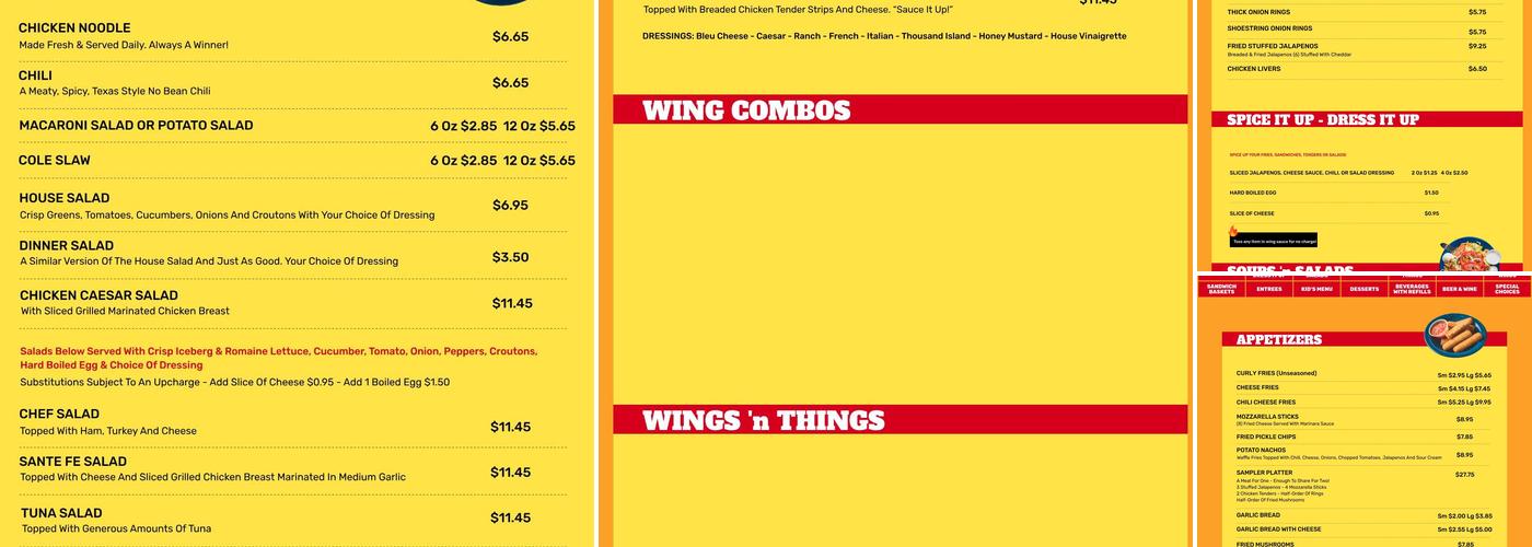 Wings-N-Things 290 Menu