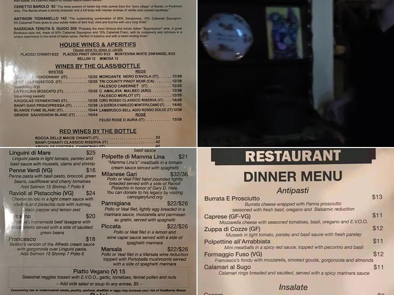 Bellino's Italian Restaurant Rockport Menu