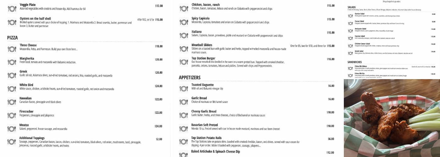 Railroad Tap Station Menu