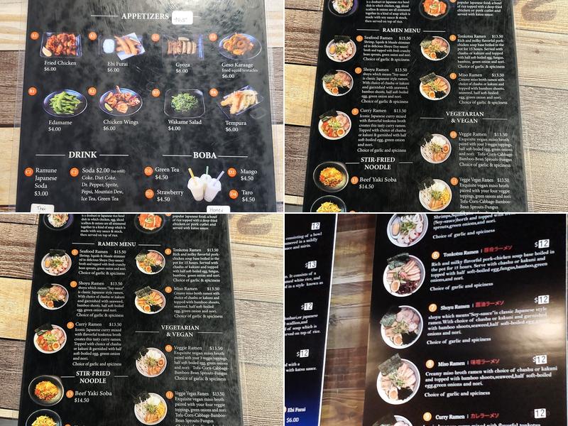 Sasuke Ramen Menu