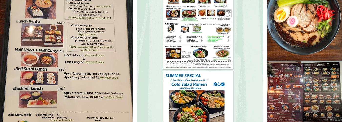 Maru Japanese Noodle Shop Menu