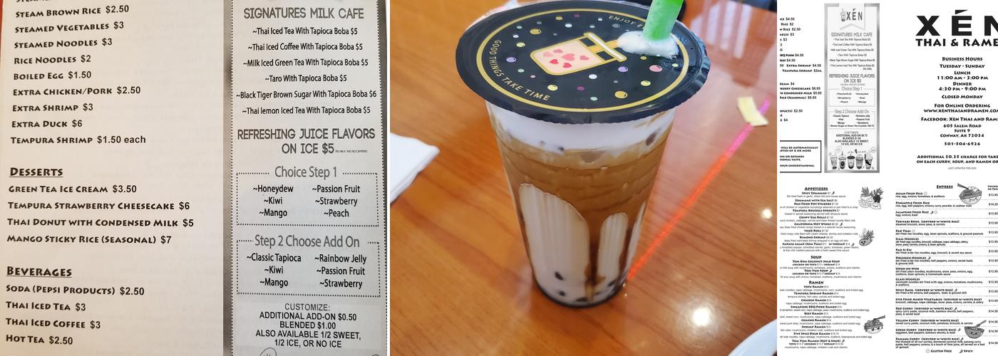 Xen Thai and Ramen Menu