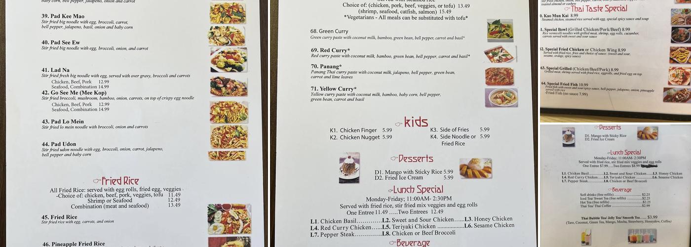 Thai Taste Menu