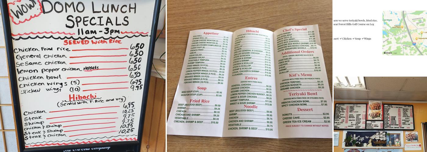 Domo Japanese Grill Menu