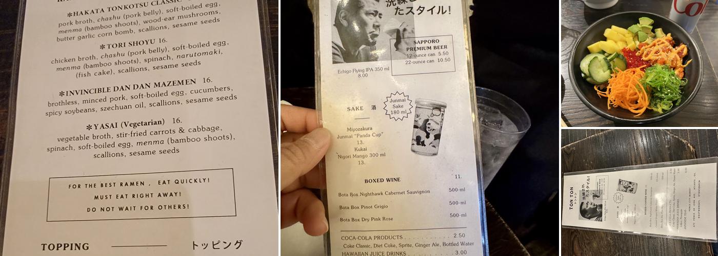 Ton Ton Ramen & Yakitori Menu