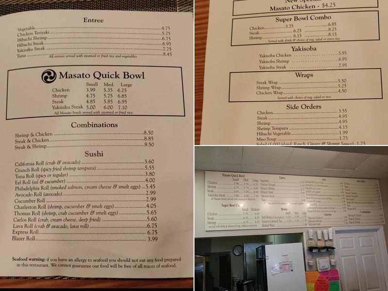 Masato Express Menu
