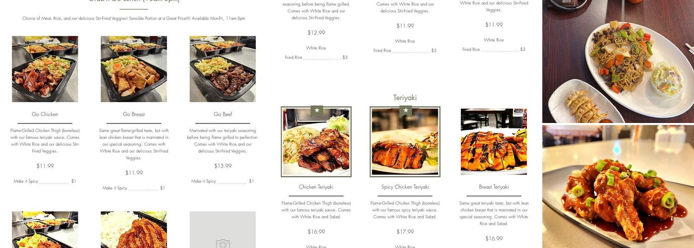 Joy Teriyaki Menu