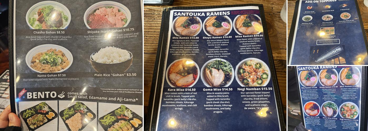 Hokkaido Ramen Santouka Back Bay Menu