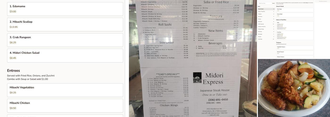 Midori Express Menu
