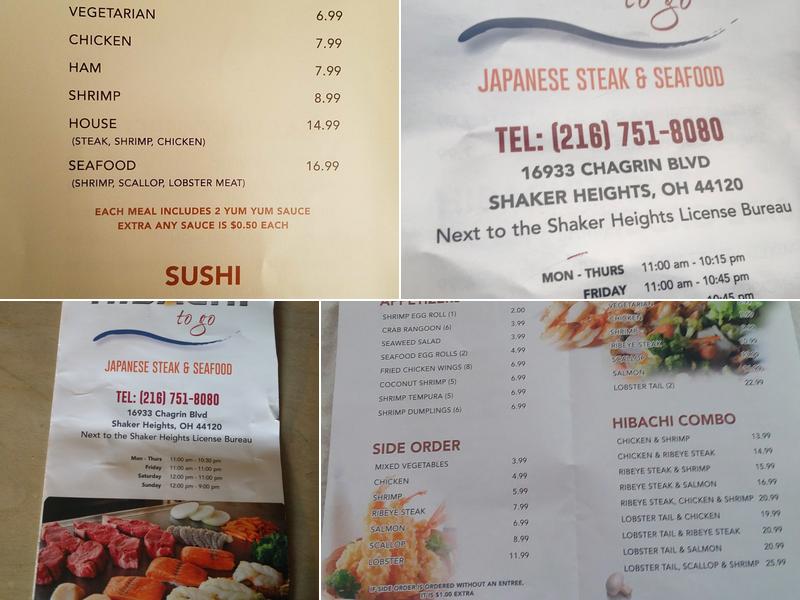 Hibachi To Go Menu
