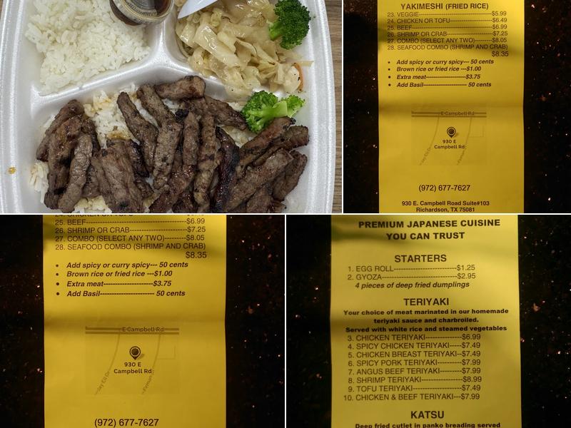 Teriyaki Sensei Menu