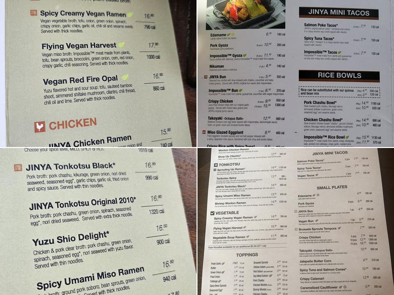 JINYA Ramen Bar - Woodlands Menu