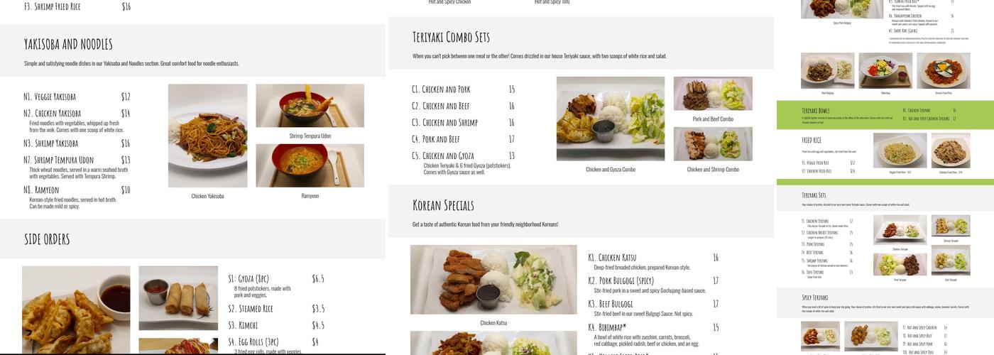 Sun Grill Teriyaki Menu