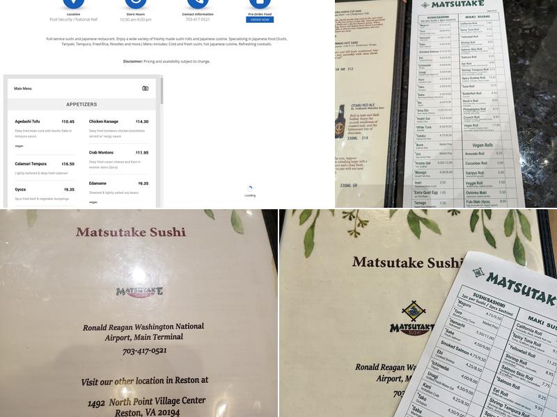 Matsutake Sushi Menu