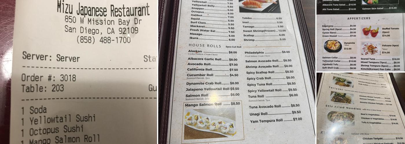Mizu Menu