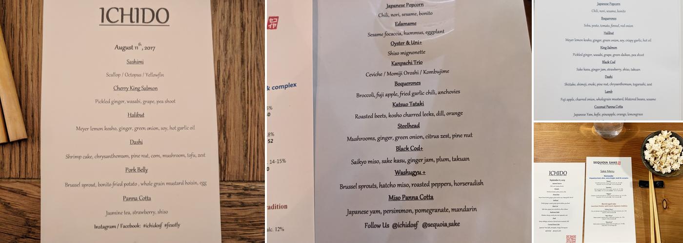 Ichido Restaurant Menu