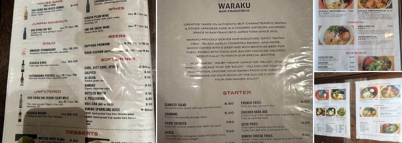 Waraku Menu