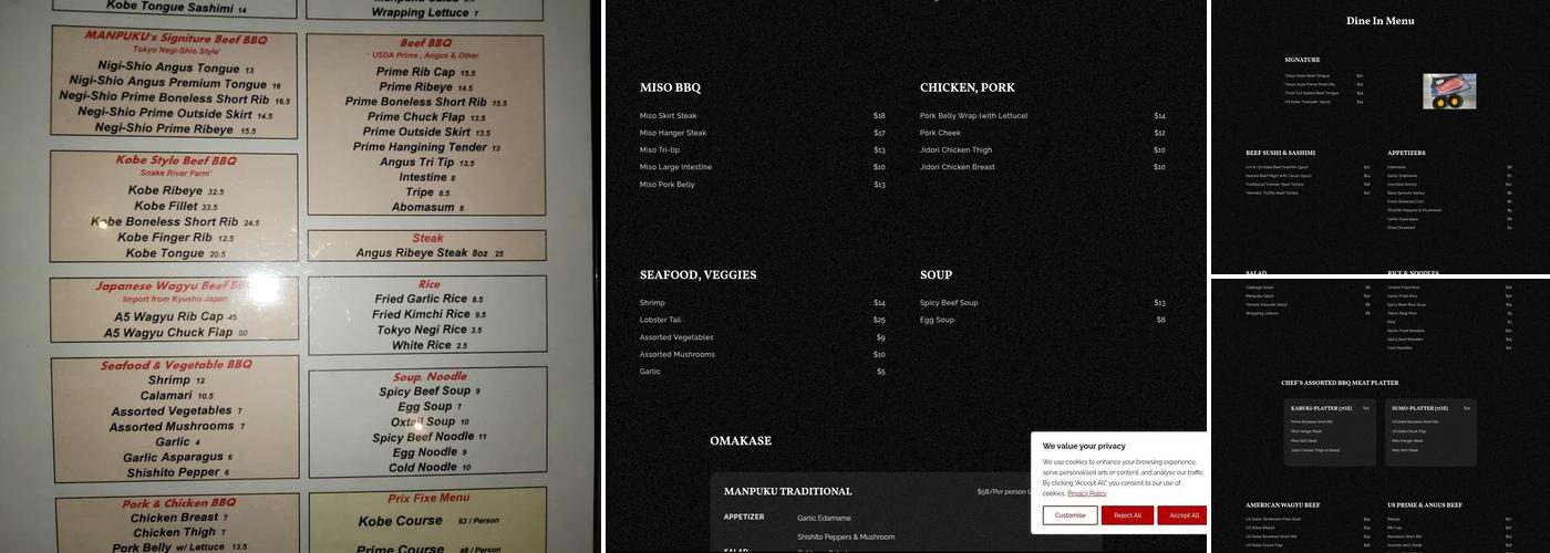 Manpuku Japanese BBQ Costa Mesa Menu