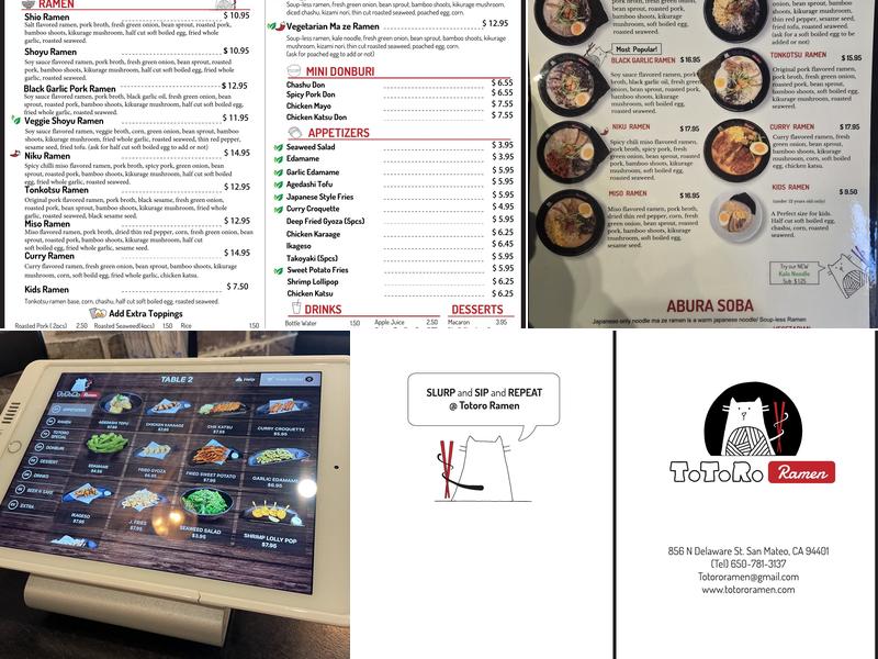 Totoro Ramen Menu