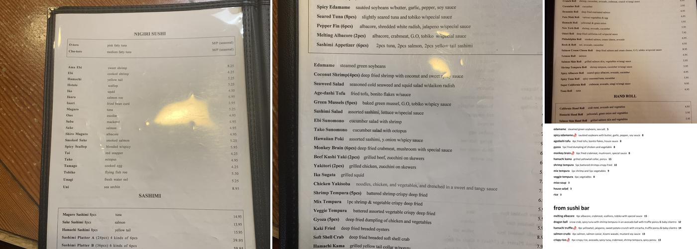 Sushi King Menu