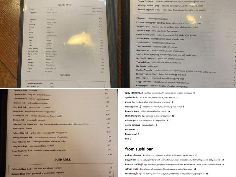 Sushi King Menu