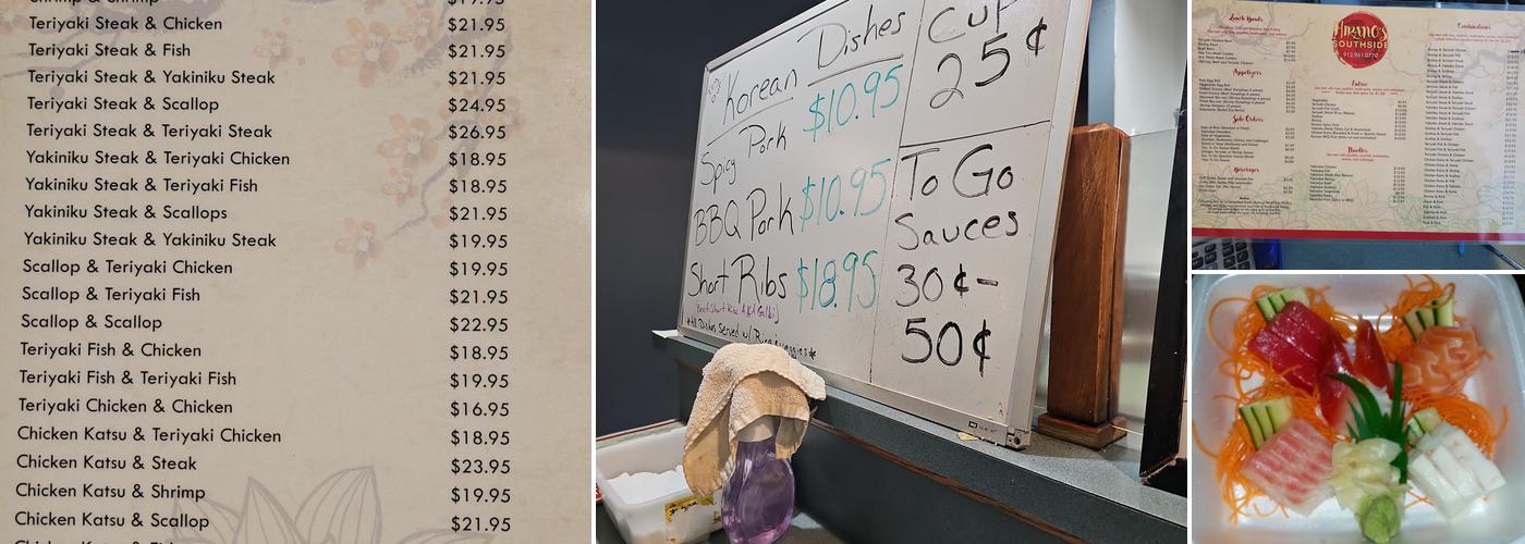 Hirano's Southside Menu