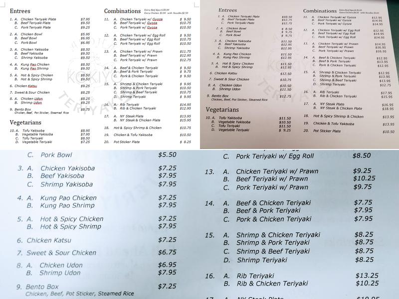 Aloha Kokiyo Teriyaki Menu