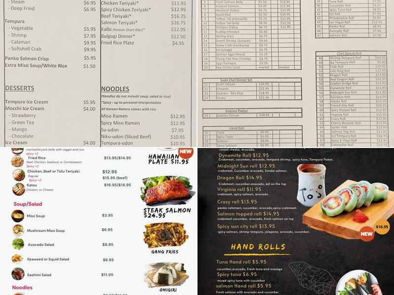 Kangnamstyle sushi Menu