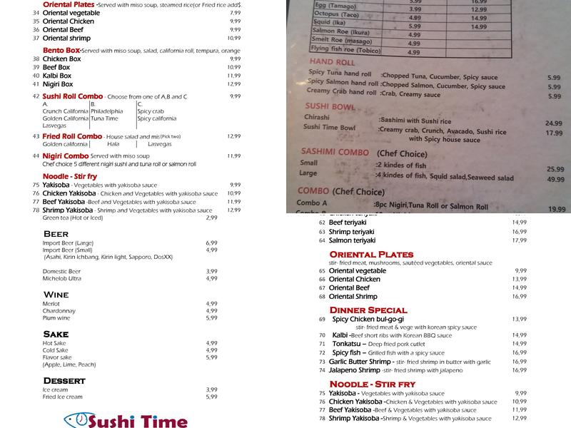 Sushi Time Menu
