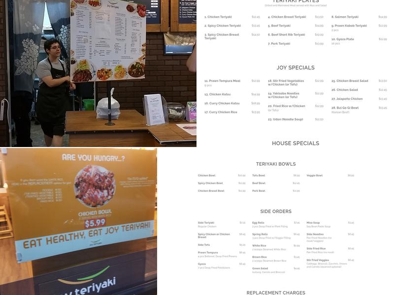 Joy Teriyaki Menu