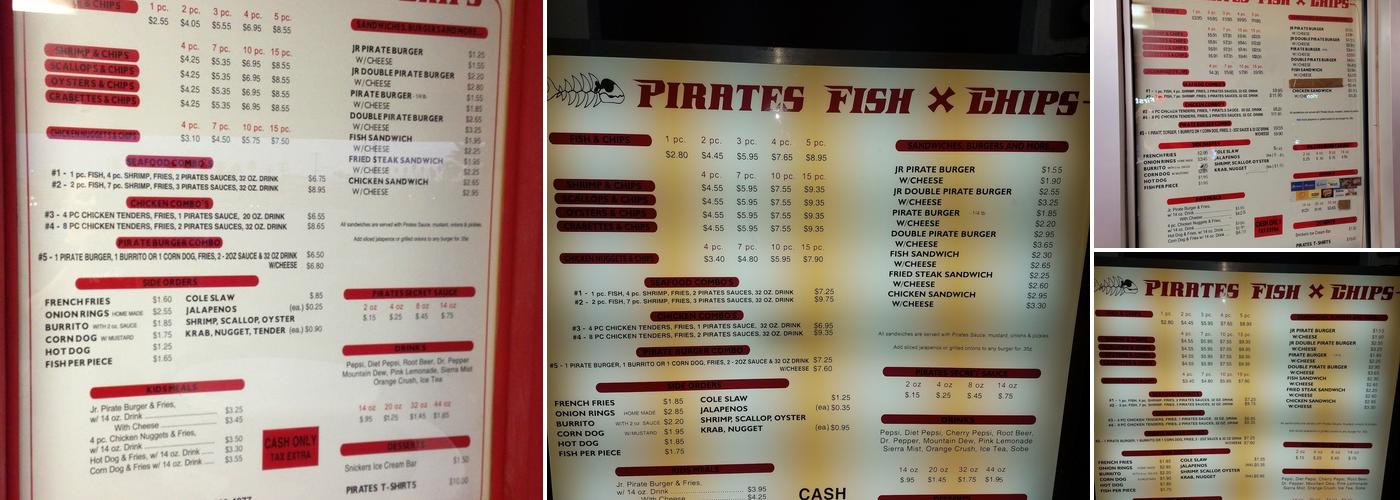 Pirate's Fish & Chips Menu