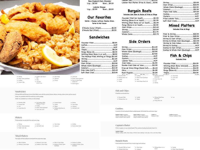 D'Amato's Seafood II Menu