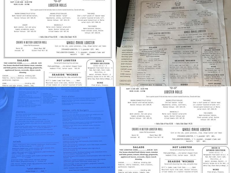 The Lobster Shack Menu