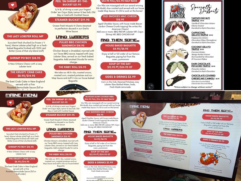 The Lazy Lobster Menu