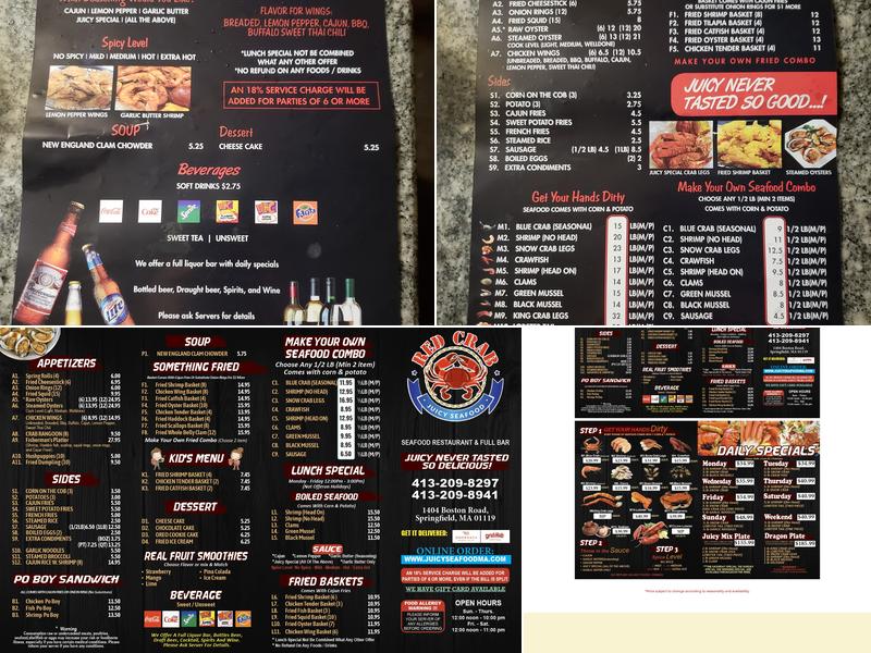 Red Crab Juicy Seafood Menu
