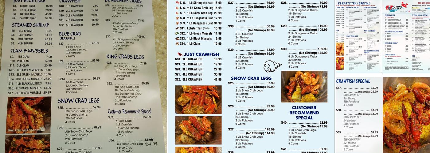 EZ Crab Shack Menu