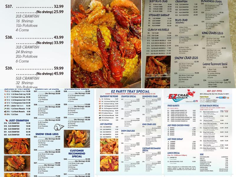 EZ Crab Shack Menu