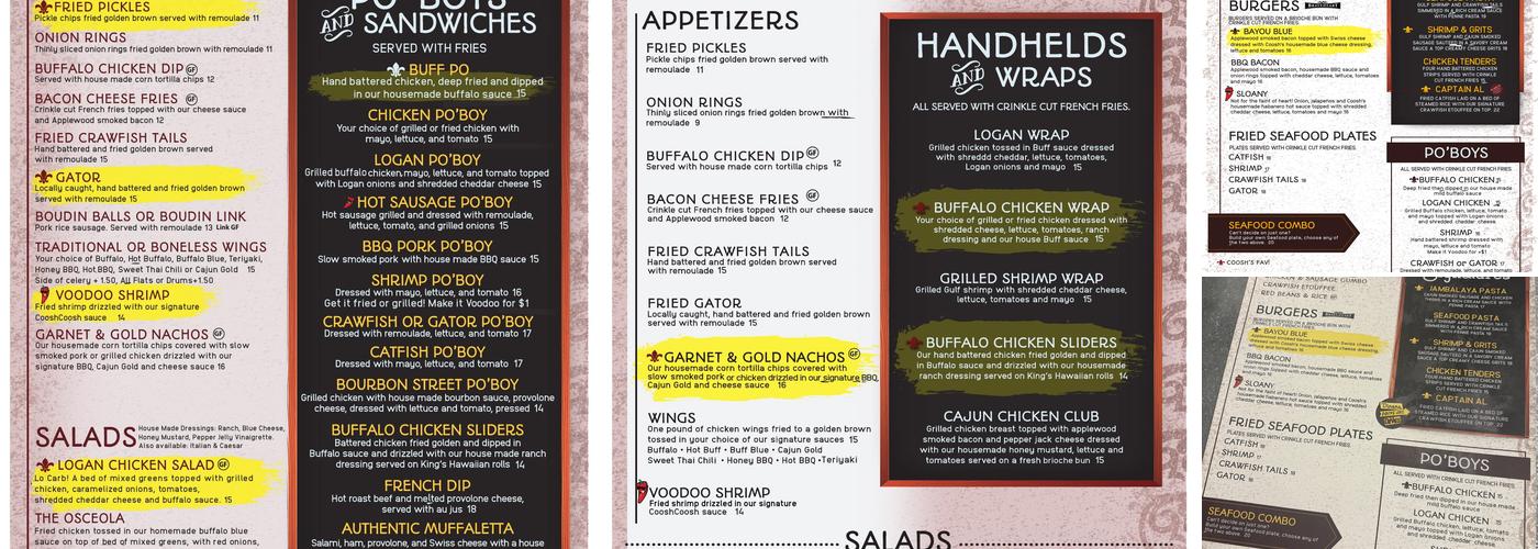 Coosh’s Menu
