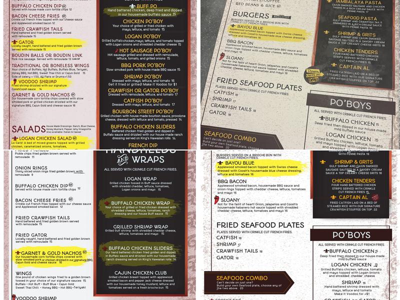 Coosh’s Menu