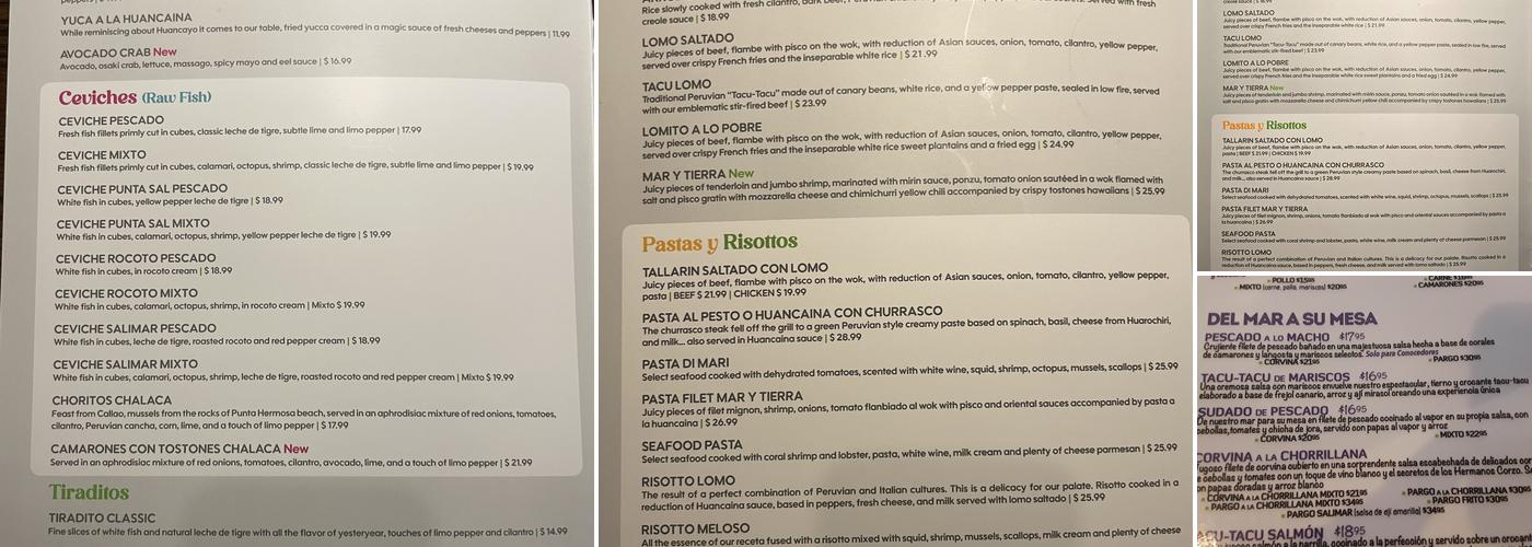 Salimar Ceviche Bar Menu