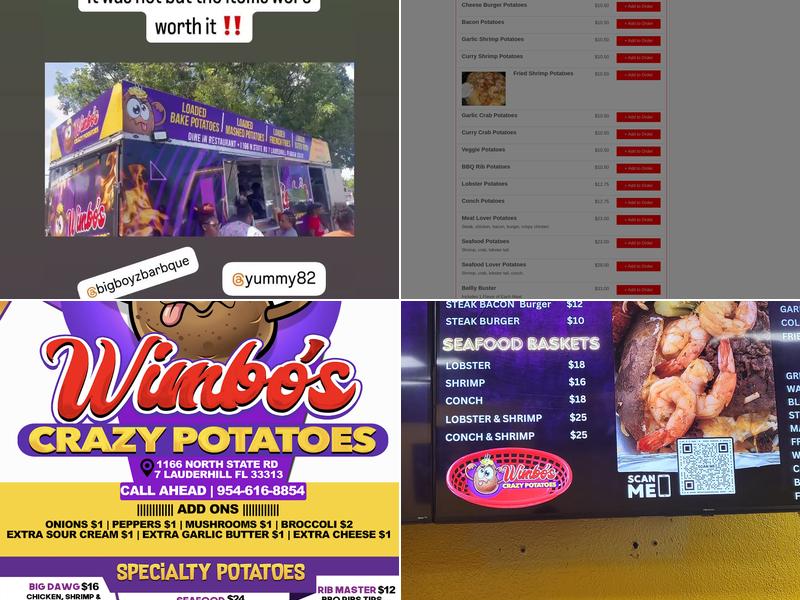 Wimbos Crazy Potatoes Menu