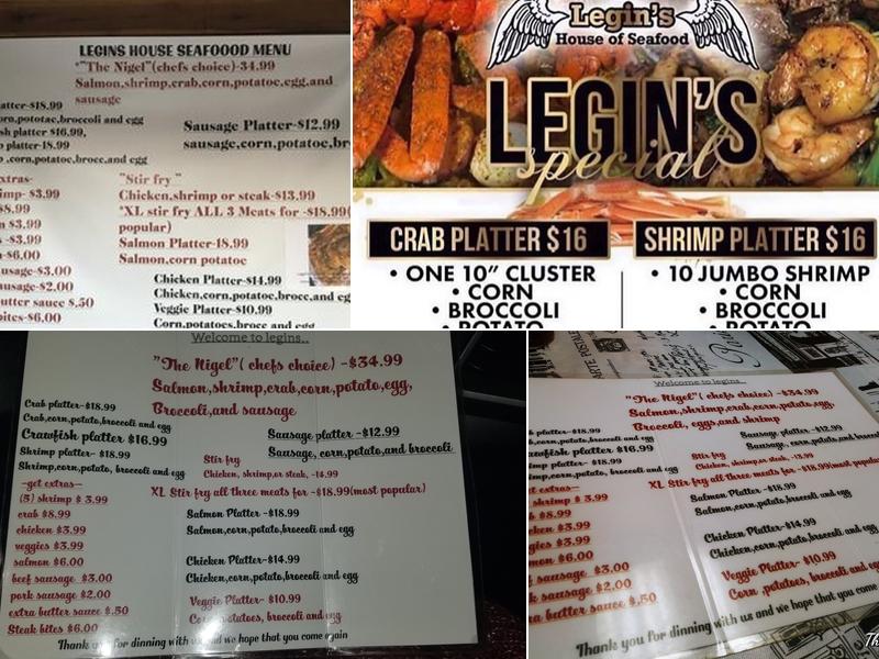 Legin’s House of Seafood Menu