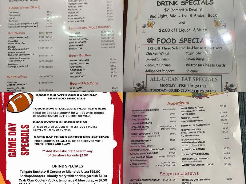 Crab Shack Restaurant Menu