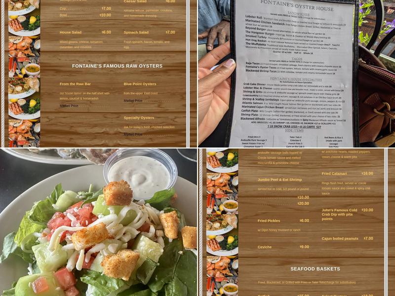 Fontaine's Oyster House Menu