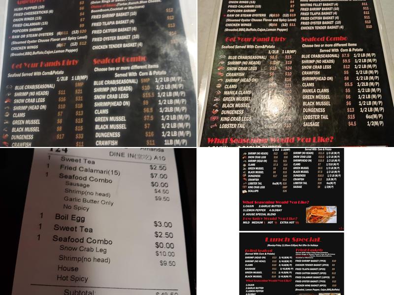 Cajun Wild Crab Menu