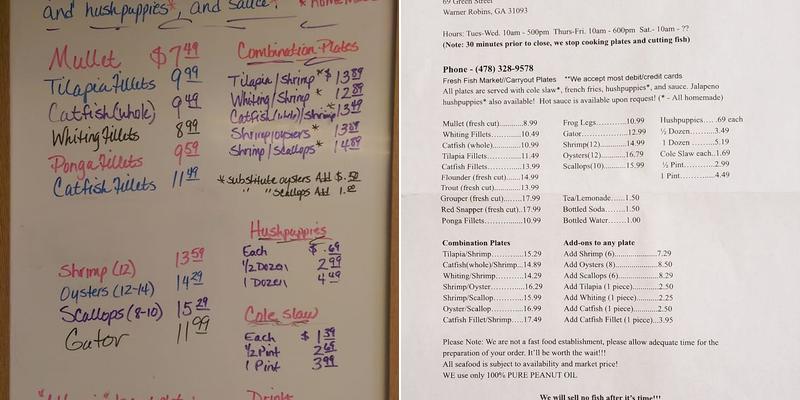 Seaways Seafood II Menu