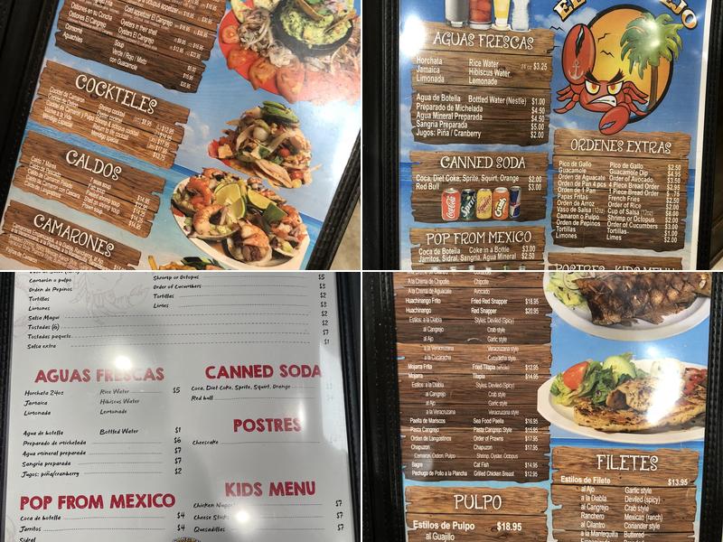 El Cangrejo seafood restaurant Menu