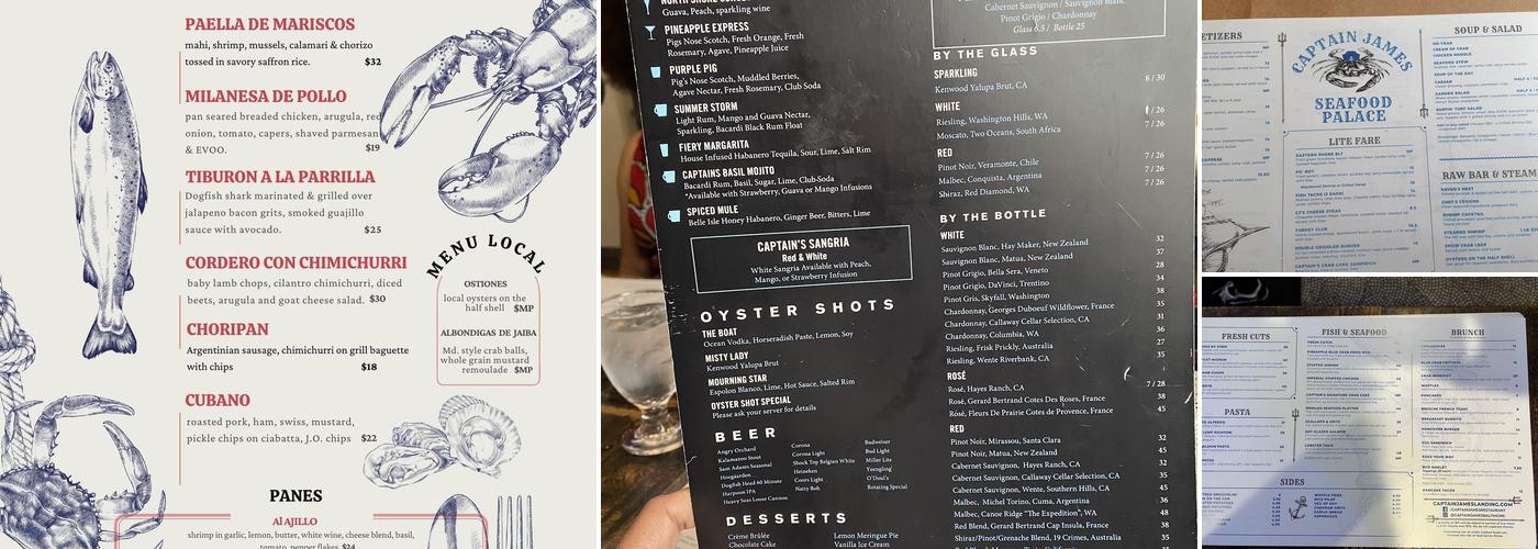 Captain James Seafood Palace Menu