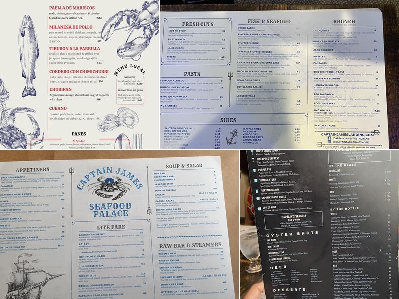 Captain James Seafood Palace Menu